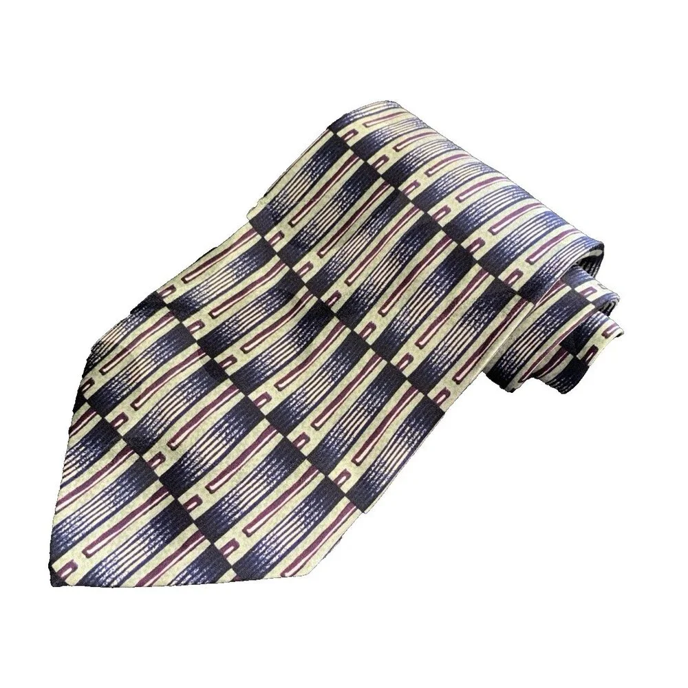 Vtg 90s Ottimo Uomo Silk Neck Tie Men Designer Green Purple Abstract Art Deco